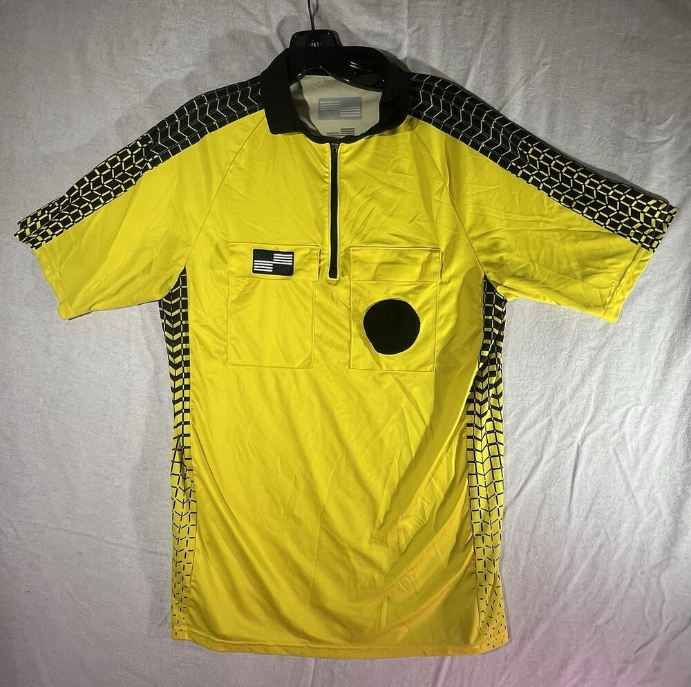 Official Sports NISOA Short Sleeve Gold Grid Soccer Referee Jersey Size Medium